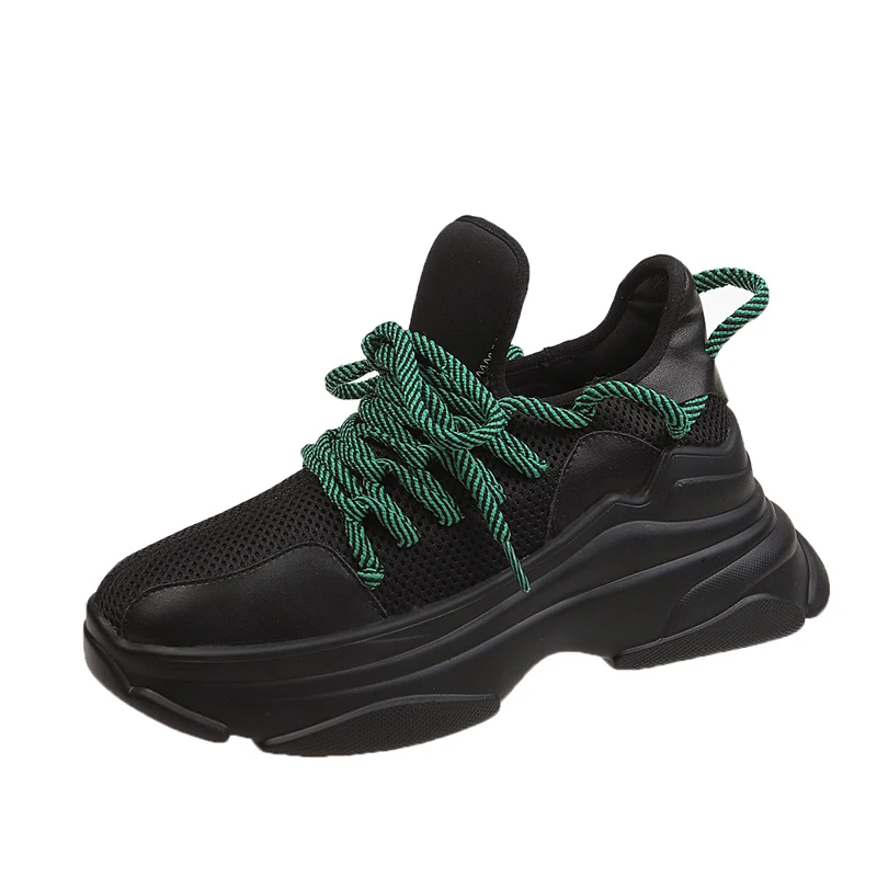 Black Женские кроссовки; цвет желтый, белый; Basket femme; Новинка года; винтажные массивные кроссовки; женская обувь; модные черные кроссовки на платформе для папы - Цвет: Black