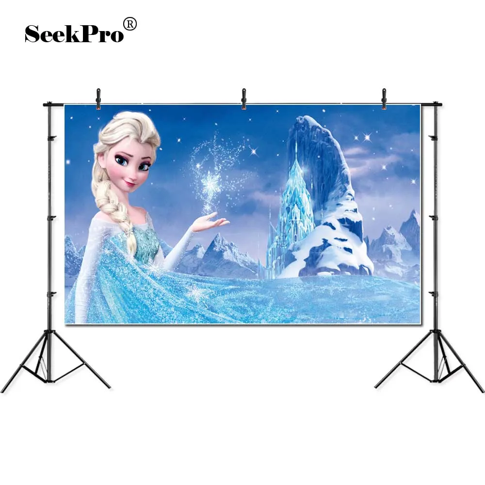 

Personalized Birthday Party Photography Newborn Backdrop for Frozen Dessert table Cartoon Backgrounds Birthday Banner