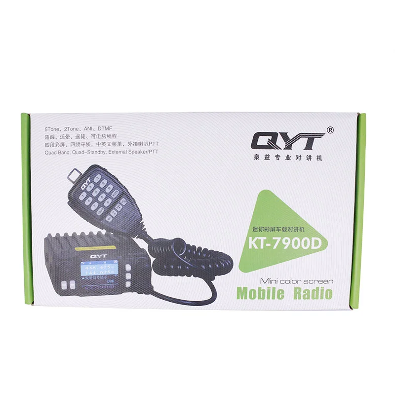 Последняя версия мини мобильный радио QYT KT-7900D 25 Вт Quad Band 144/220/350/440 МГц KT7900D УФ трансивер или с Питание