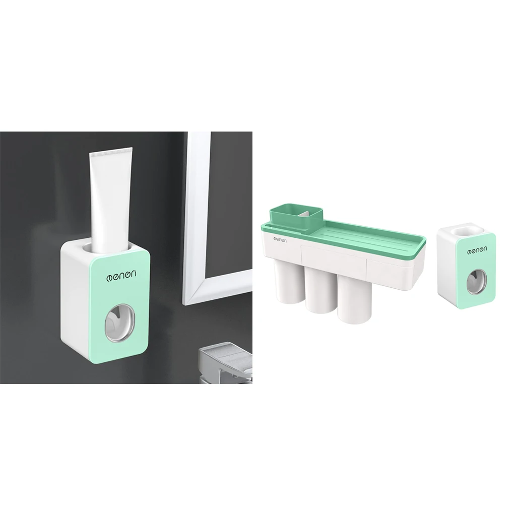 Toothbrush Holder Automatic Toothpaste Dispenser with Cup Wall Mounted Bathroom