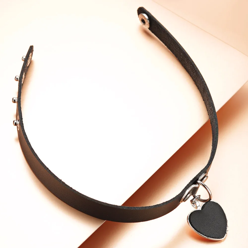 Black Heart Pendant Choker Necklaces Neck Collar PU Leather Restraints Punk Gothic Choker collares Cosplay jewelry X626
