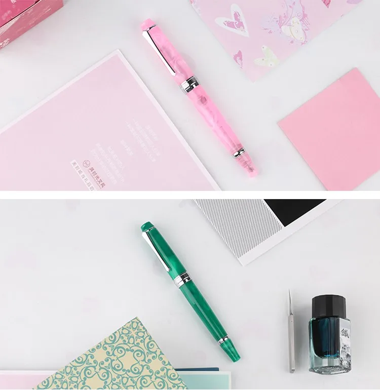 Penbbs 456 수지 투명 품질 음압 만년필 고급 0.5mm 펜촉 진공 충전 학생 쓰기 선물