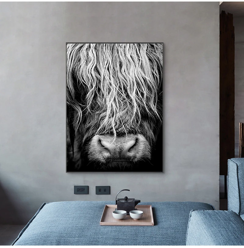 Cattle  Print On Canvas Wall Art Pictures Animal painting for Living Room Home Decor Modern Abstract Scottish Highlander