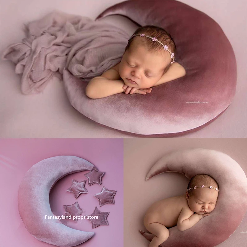 Moon Pillow Newborn Photography Props Baby Posing Pillow Star Set Infant Photo creative Positioner for Studio Photo Accessories