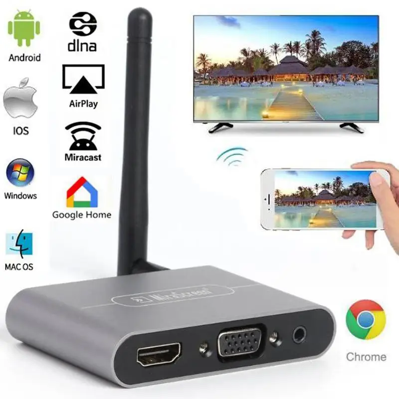 Mirascreen Беспроводная HDMI VGA зеркальная коробка wifi Дисплей Ключ ТВ палка Miracast Airplay