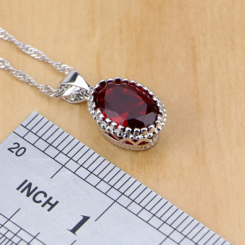 Комплект из колье серёг кольца и браслета серебра 925 пробы|jewelry sets women|jewelry setsjewelry red