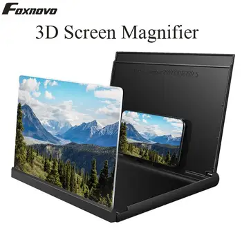 

Foxnovo 3D Universal Screen Magnifier Smart Mobile Phone Amplifier with Foldable Holder Stand for Watching Movies Video Black