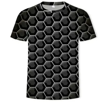 

Large Size Men T-Shirt 2019 Summer Geometric Circle 3D Printed Top Tees Fashion O--Neck Short Sleeve Casual Loose Men Shirts
