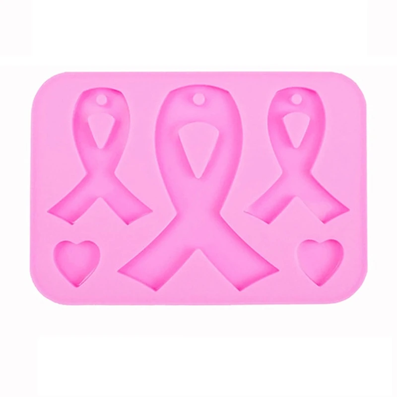 Handmade AIDS Cancer Awareness Bow Keychains Resin Mold Silicone Red Ribbon Bow Epoxy Resin Mold Jewelry Making Tools Crystal silicone mold