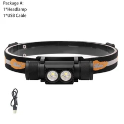 High-Lumen LED Waterproof Headlamp with USB Rechargeable Battery (D25)