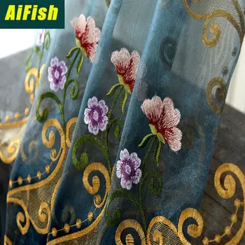 

Korean Pastoral Embroidered Window Screen Curtain Vine Flower Bay Window Living Room Bedroom Balcony Suitable WP047T3