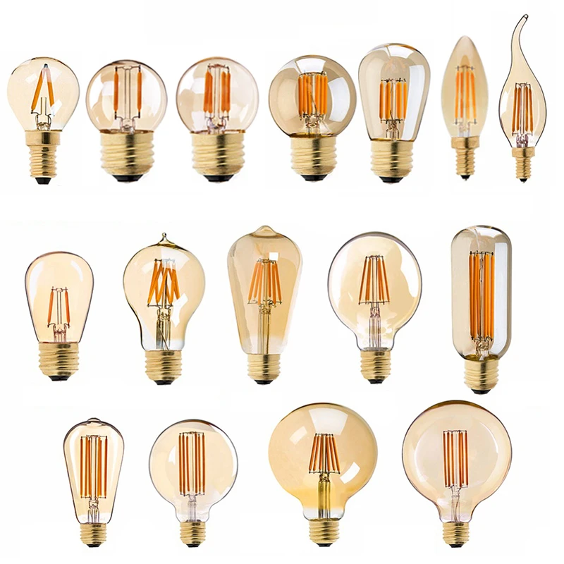 E27 LED Lamp Dimmable Filament Bulb E14 220V Gold 1W 3W 4W 6W 8W E12 E26  110V Edison Retro LED Light Bulbs 2200K G40 String Bulb|led filament  bulb|filament bulbled filament - AliExpress