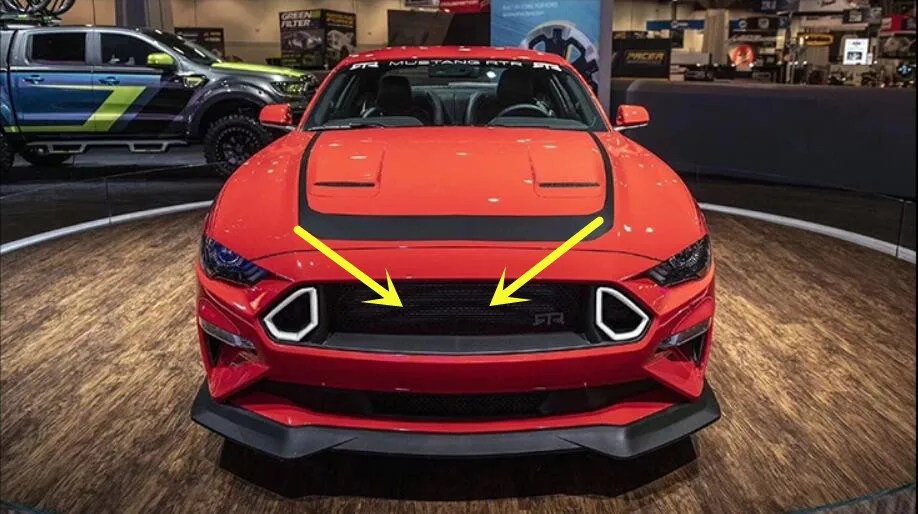 Автомобильный ABS передний диффузор бампера для губ с наконечниками боковая юбка решетка спойлера RTR-style подходит для Ford Mustang - Цвет: grille