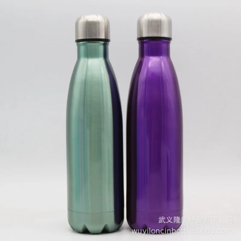 

500ml Double-layerd Stainless Steel Insulation Mug Coke Bottle Outdoor Sports Kettle Creative bao ling qiu bei Paint Spraying