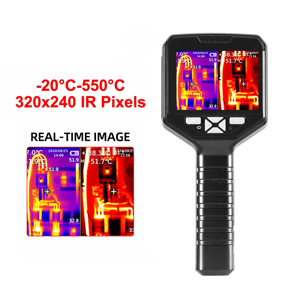 YMXLJJ 320x240 IR Resolution Infrared Thermal Imager Handheld 300000 Visible Light Pixels Thermal Imaging Camera Infrared Detector with 3.5 Color Display Screen,ST9660 