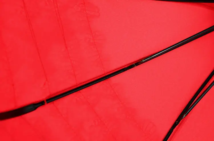 Windproof College Style Rain Or Shine Dual Purpose Plastic Handle Straight Pole Lace Ladies' Red Umbrella Factory Direct Selling