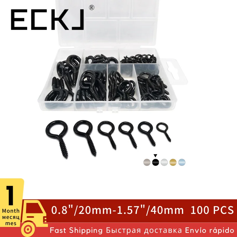 Eckj 100pcs Screw Eye Pin Kit Eyelets Ring Diy Pearl Beads Hook For