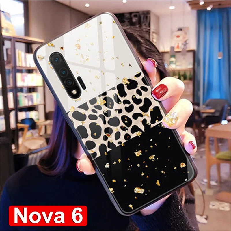 Для huawei Nova 6 SE чехол Nova6se закаленное стекло+ ТПУ силиконовая рамка жесткая задняя крышка для huawei Nova6 SE Nova 6 6SE стеклянный чехол - Цвет: Nova 6