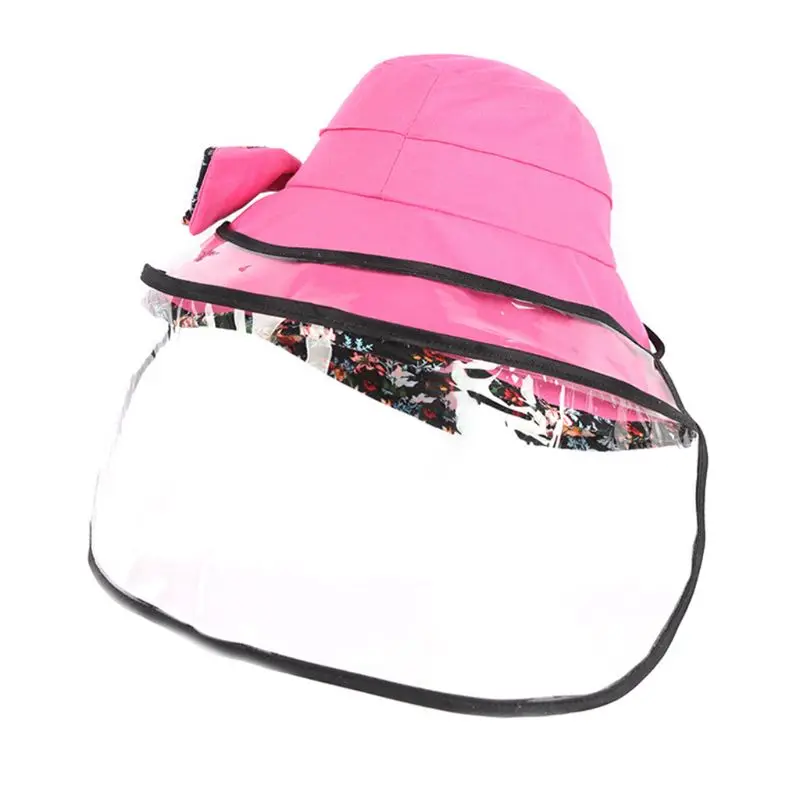 ladies bucket hat splash Dustproof Fisherman Cap with Removable Transparent Protector Bucket Hat Windproof Protective Cover pink fur bucket hat Bucket Hats