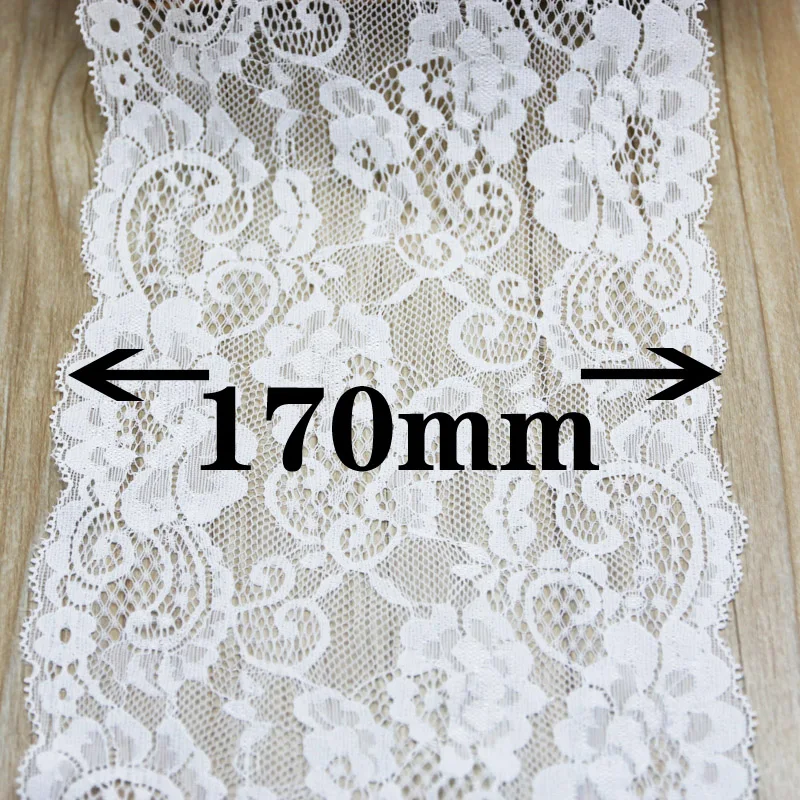 (3 메터/몫) 17cm 흰색 탄성 레이스 패브릭 프랑스어 중공 속옷 스트레치 레이스 트림 DIY