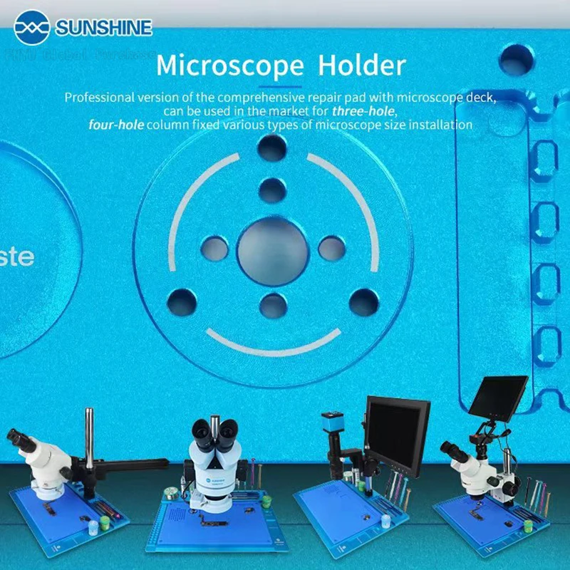 SUNSHINE SS-004N алюминиевый сплав микроскоп ремонтный коврик совместимый разнообразие микроскоп фиксация силиконовый изоляционный ремонтный коврик