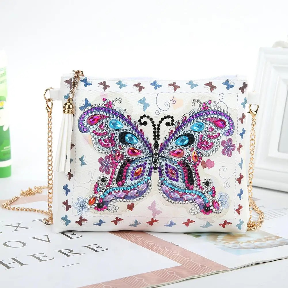 DIY Flower Special Shaped Diamond Painting Leather Crossbody Bags Chain Women Clutch Shoulder Bag Valentine's Day Gift