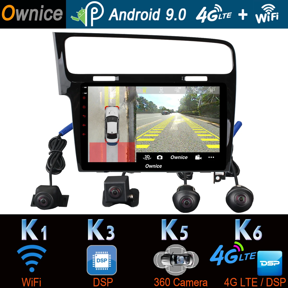 Excellent 360° Panoramic Camera 4G LTE Android 9.0 4G+64G DSP CarPlay Car Player for Volkswagen Golf 7 MK7 2013-2019 GPS Radio 1
