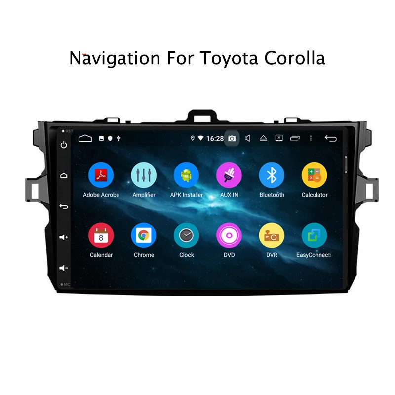 Excellent 9" 4G RAM 32G ROM Octa Core Android 9.0 Car GPS For Toyota Corolla 2007 2008 2009 2010 2011-2013 3