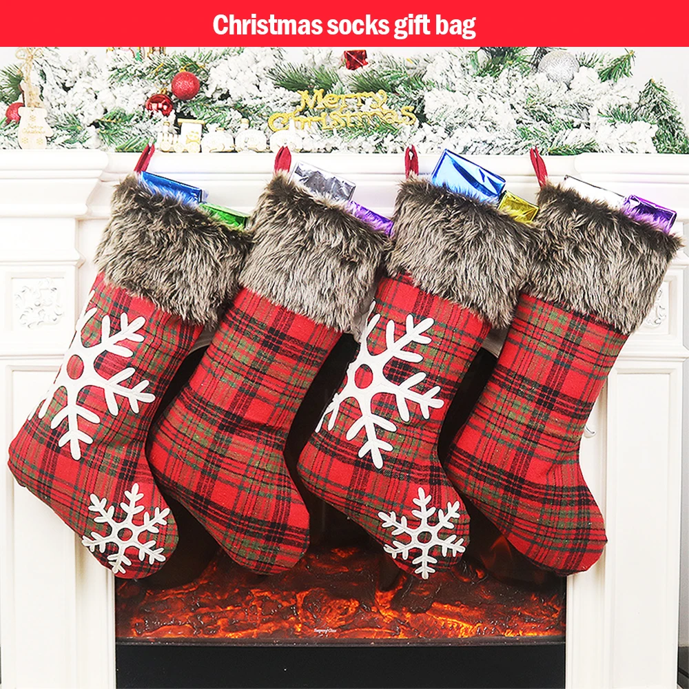 

Christmas Stockings Gifts Cloth Santa Sack Socks Xmas Fireplace Gift Bag Christmas Gift Holders Socks Decoration Dropshipping