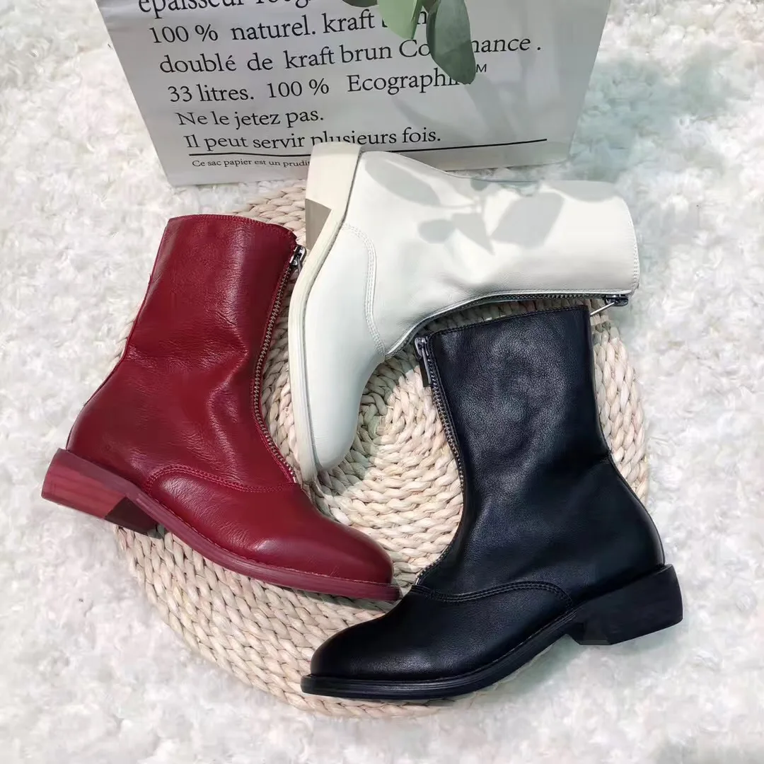 

Genuine Leather Casual Martin Boots 2019 Autumn And Winter New Style Low Heel Online Celebrity-Cowhide without Fleece Lining Fro