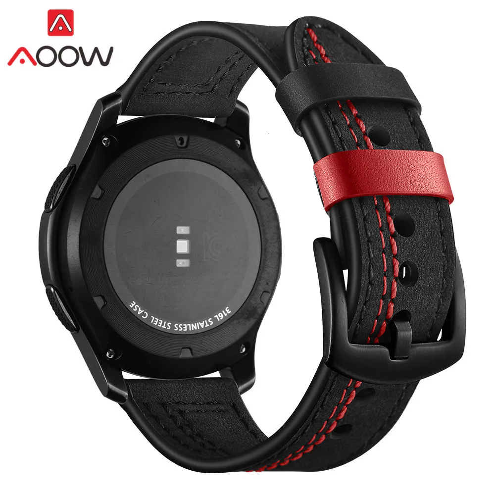 22 мм ремешок для часов из натуральной кожи для samsung Galaxy Watch 46 мм gear S3 Frontier/классический быстросъемный браслет ремешок SM-R800