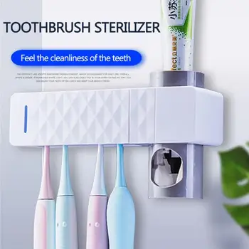 

New 2 In 1 UV Toothbrush Sterilizer Automatic Toothbrush Holder Toothpaste Dispensers Cleaner Holder Home Bathroom Set Hot