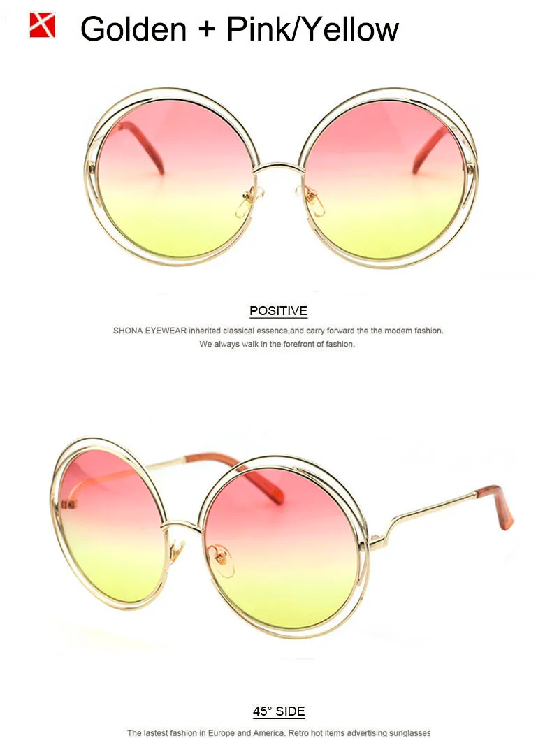 SHAUNA Vintage Oversize Round Sunglasses Women Alloy Around Hollow Frame Brand Designer Fashion Circling Frog Sun Glasses UV400 sunglasses for women