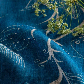 

Blue Batik Ramie Cloth Digital Printing Skirt High-End Fabric Ramie