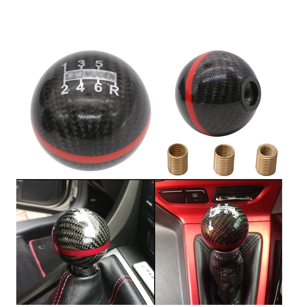 Universal Carbon Fiber Mugen 5 6 Speed Spherical Gear Shift Knob For