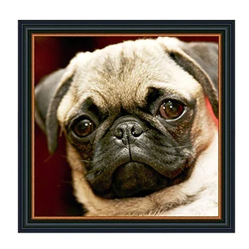

Promotion--5D Pug Diamond Art Dogs Painting Kits Cross Stitch Crystal Embroidery Kit Gift For Dog Lover Home Decor(13.7 X 13.7 I