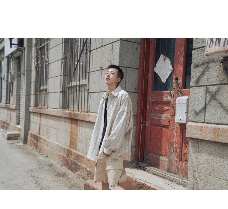 Men's long-sleeved shirt autumn and winter new casual loose plaid shirt youth personality fashion trend men's clothing
