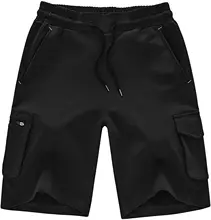 Mens Cotton Jogger Shorts Cargo Work Sports Gym Casual Shorts with Cargo Pockets