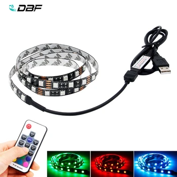 

[DBF] DC 5V USB LED Strip 5050 RGB HDTV LCD PC Background Lighting 60LEDs/m with 17Key RF Remote Controller 50cm / 1m / 2m Set