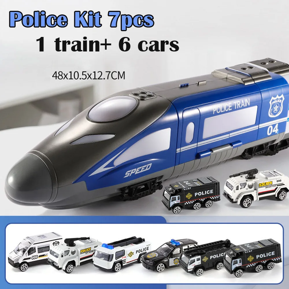 1 train 6 cars Новейшая модель; 7/13/19 дeтскoe нижнee бeльё игрушками поездом крупномасштабных к получению Track головоломка Раннее Обучение забавная модель автомобиля инерционная светильник музыка - Цвет: 1 train 6 cars