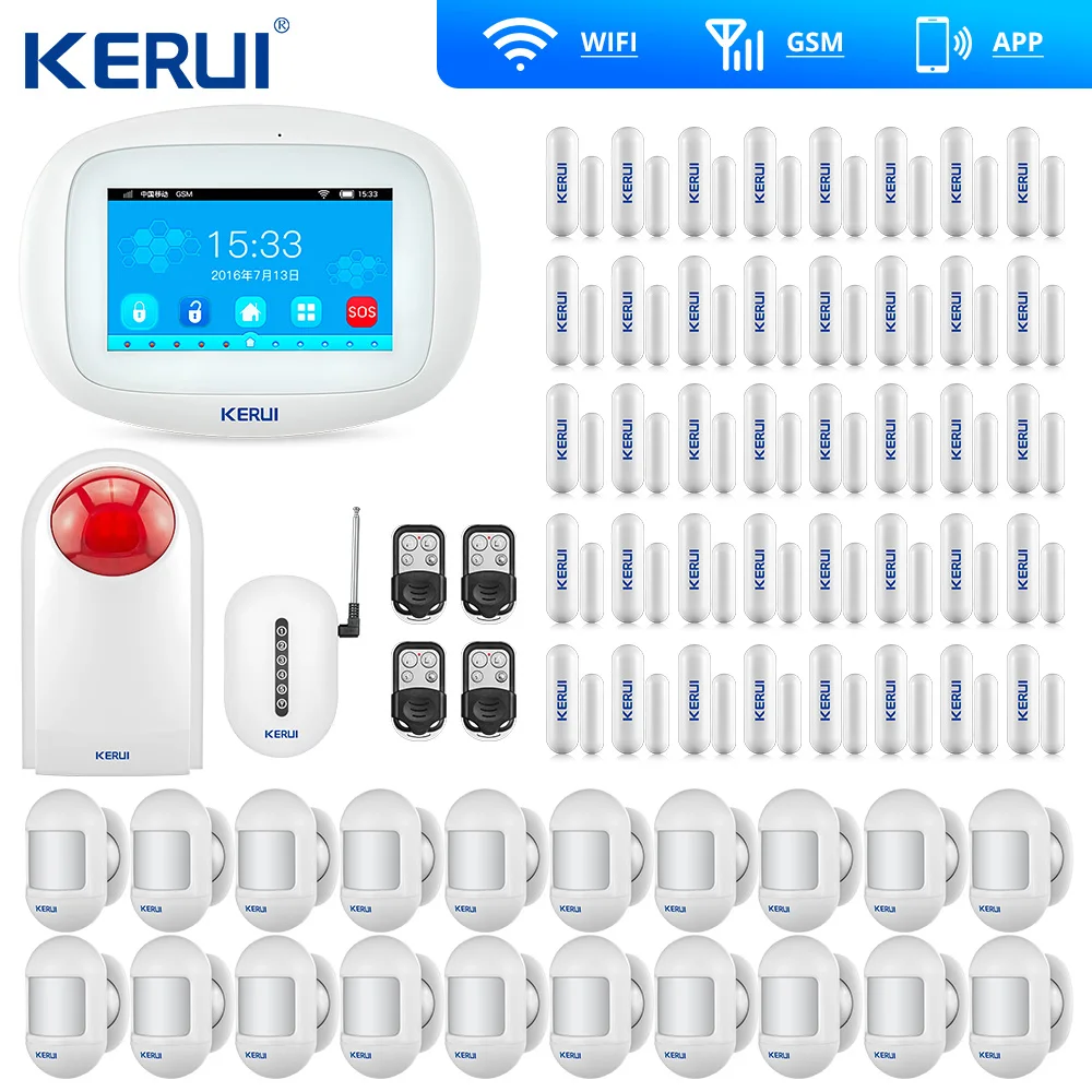 Kerui K52 Wi Fi GSM охранная сигнализация большой сенсорный экран Экран дверь открытой