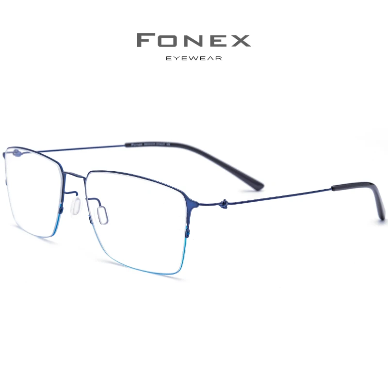 FONEX Титан сплав очка в очках Для мужчин полуоправы ретро солнцезащитные очки по