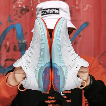 

2020 New Men Damping Running Shoes Men Air Cushion Sneakers Breathable Knit Mesh Light Outdoor Jogging Walking Sport Shoes Male