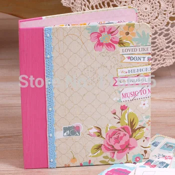 

ENOGREETING gift diy handmade scrapbooking kit w/background paper/stickers/ribbion to make photo album free shipping