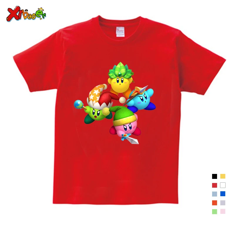 T-shirt Милые белые толстовки с капюшоном для девочек с изображением Кирби, детские игровые худи, свитшоты, Детские Зимние Топы с длинными рукавами, розовые толстовки - Цвет: T-shirt