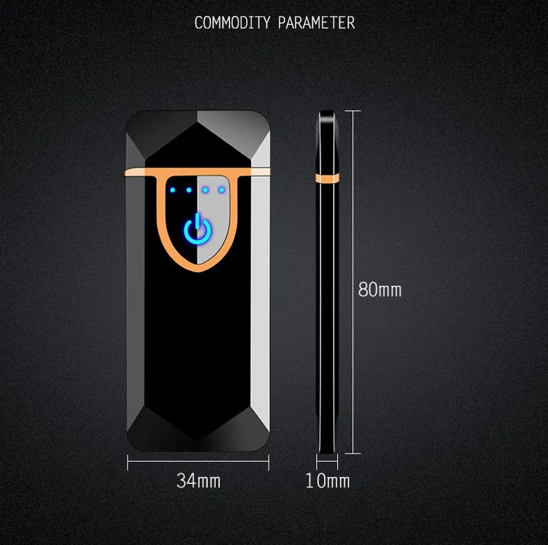 High Quality Metal USB Charging Ligther Dual Arc Plasma Lighters Thin Electric Rechargeable Cigarette Lighter Windproof Men Gift