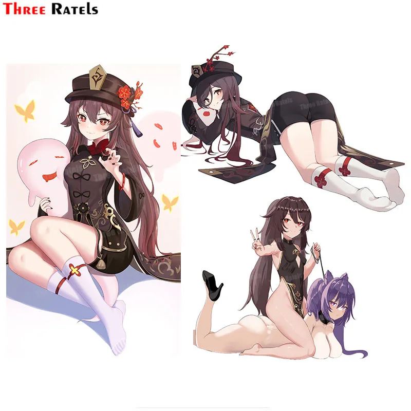 

Три Ratels A332 Keqing и Hu Tao Genshin милые ударные наклейки для девушек для багажника и комнаты стены и зеркало виниловые аниме наклейки с персонажами из мультфильмов