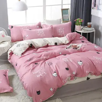 

cat bed linens Nordic cute comforter bedding sets pink duvet cover set quilt cover bed sheets set kids single queen king size