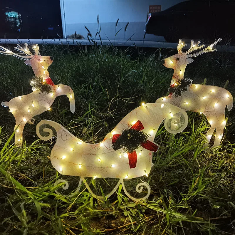 Christmas Scene Ornament Cute Glowing Snowman Elk Statue Creative Xmas Party Decoration For Home Garden Courtyard | Дом и сад