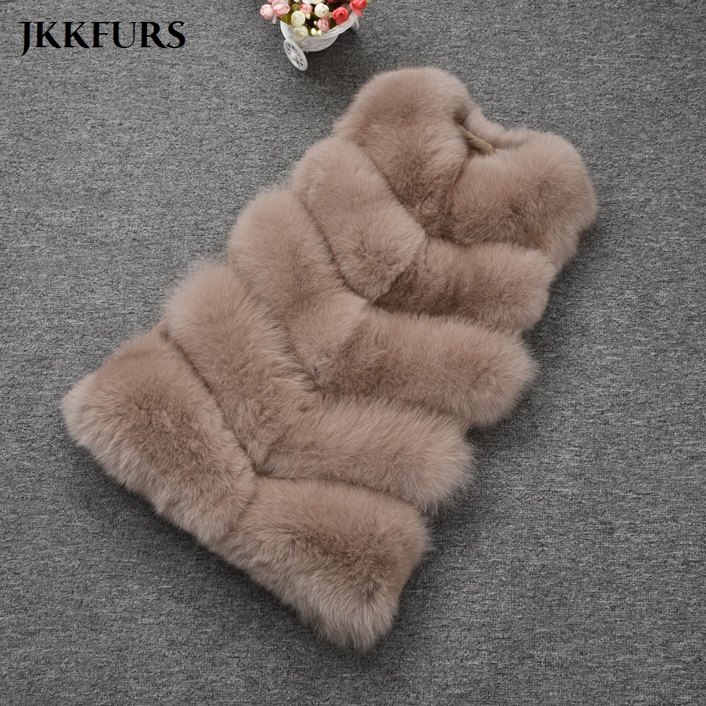 Женский жилет JKKFURS Длинный из натурального меха лисы 5 рядов S1571 зима 2019|Шубы и